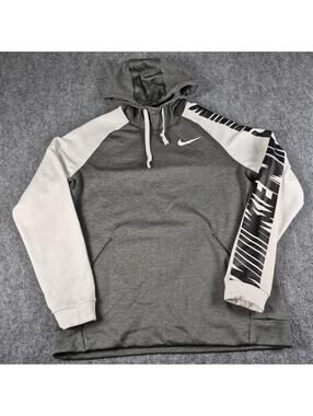 Nike Therma Hoodie Mens Large Gray Dri-FIT Pullover Training Sweatshirt BV3875